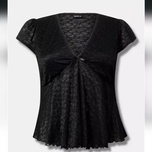 Torrid Black Stretch Lace V-Neck Babydoll Top